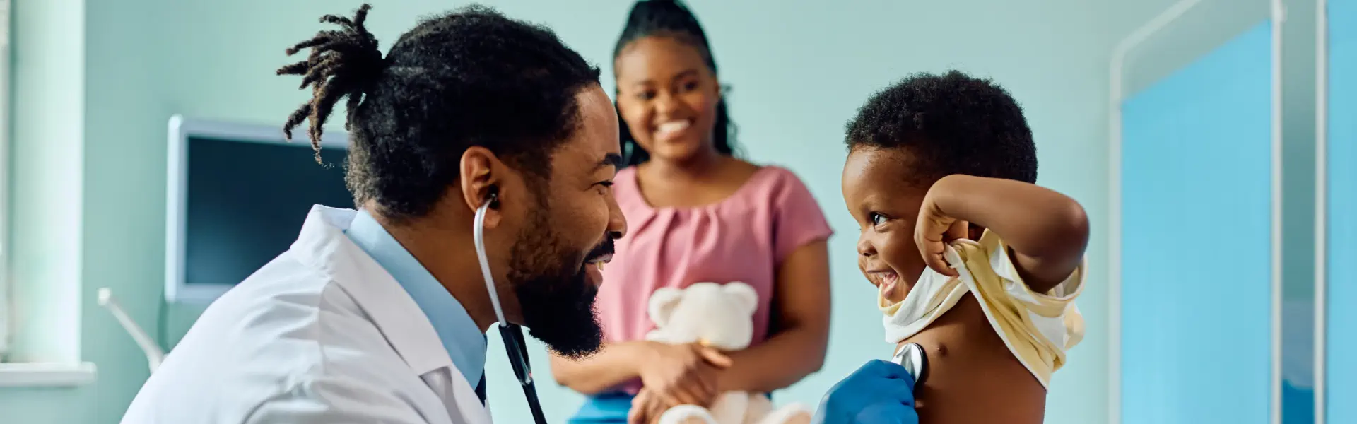 doctor checking a child